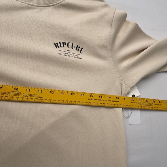 Ripcurl Run Swim Leisure Fleece Sweatshirt Long Sleeve Oversized Off White S NWT - Picture 11 of 16